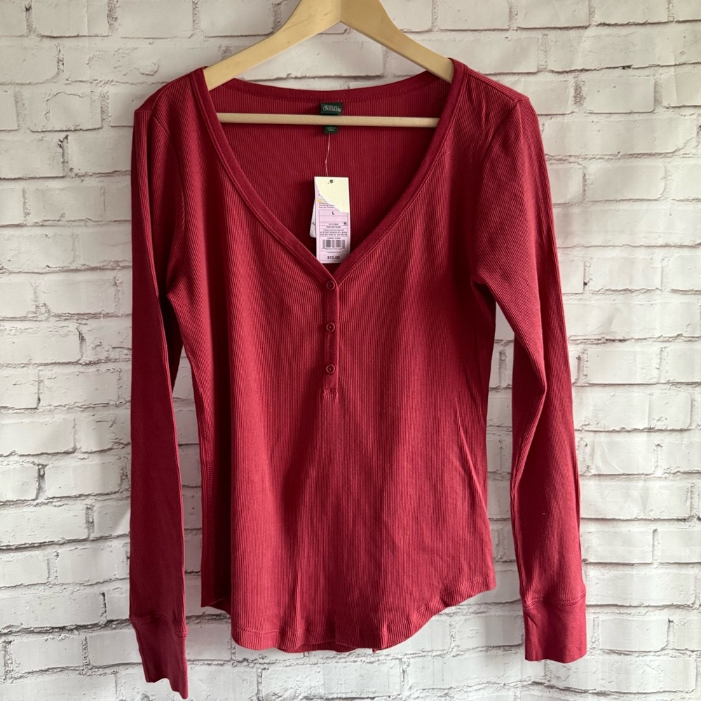 Wild Fable Deep Red Long‎ Sleeve Tee